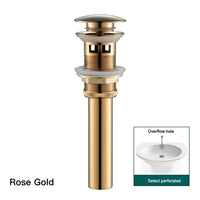 Bonde Lavabo Pop-Up Laiton 66 mm avec ou sans Trop-Plein, 8 Finitions