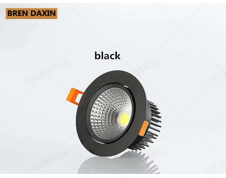 Spot LED Encastrable COB Cuisine Dimmable Noir, Blanc ou Doré
