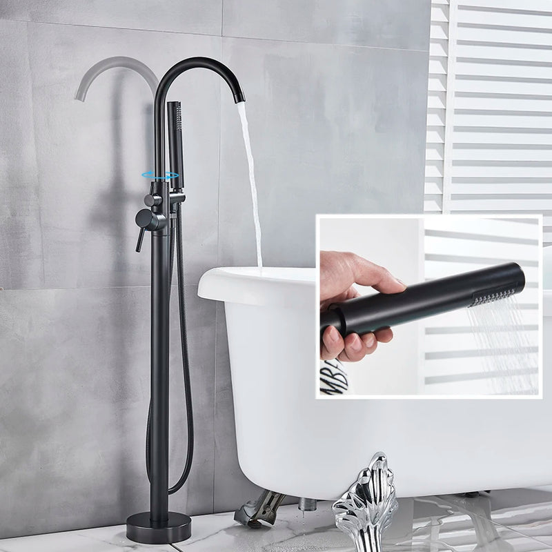 Robinet Baignoire Îlot avec Douchette et Inverseur, Laiton 115 cm