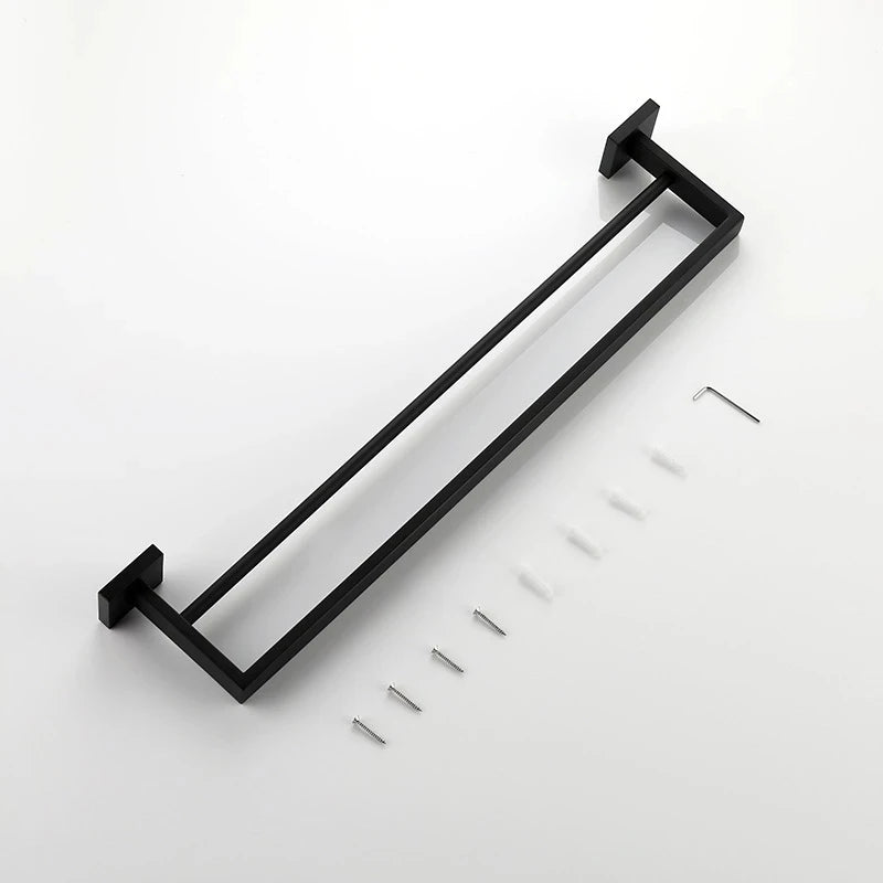 Porte-Serviette Mural Carré Inox 304 60 cm, 1 ou 2 Barres