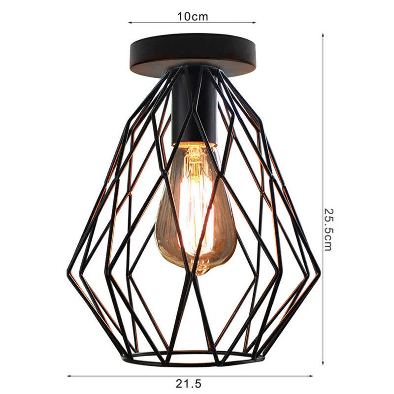 Plafonnier Cuisine Industriel Noir Semi-Encastré, Cage Métal, 25 Modèles au Choix