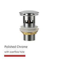 Bonde Laiton à Bouton Poussoir 6,6 cm, Avec ou Sans Trop-Plein