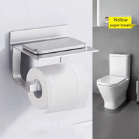 Porte-Papier Toilette Aluminium avec Étagère de Rangement