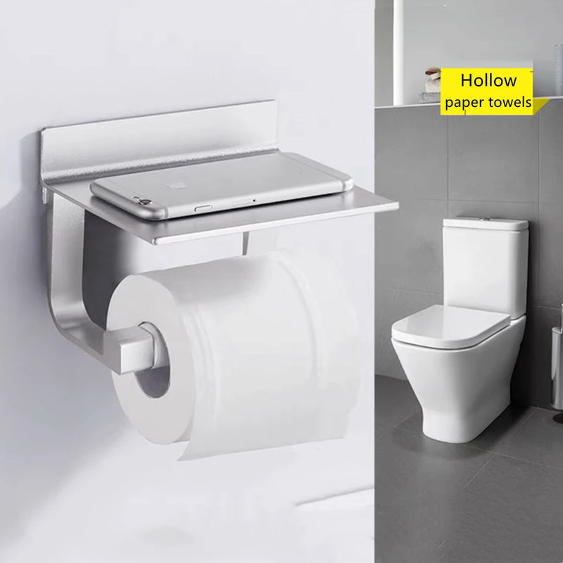 Porte-Papier Toilette Aluminium avec Étagère de Rangement