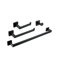 Accessoires Salle de Bain Carrés Inox Noir Mat à la Pièce, 6 Articles