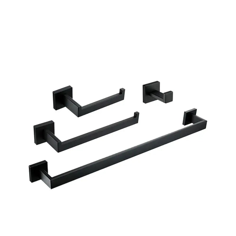 Accessoires Salle de Bain Carrés Inox Noir Mat à la Pièce, 6 Articles