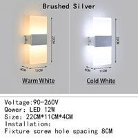 Applique Murale LED Acrylique Haut et Bas, 14 à 40 cm