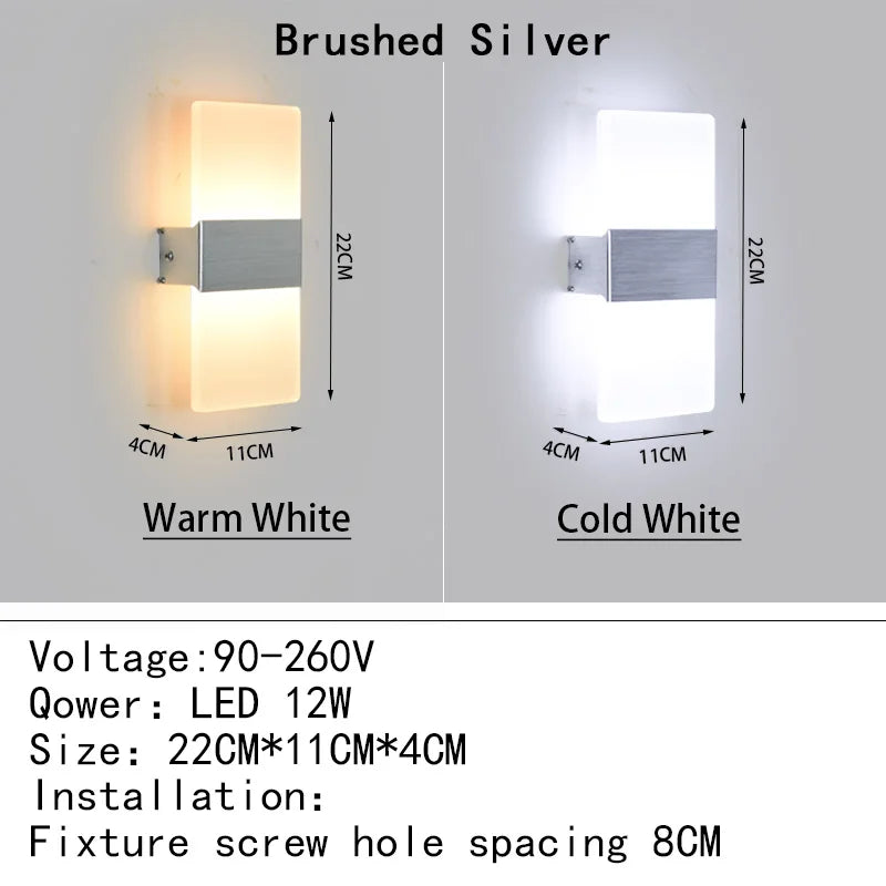 Applique Murale LED Acrylique Haut et Bas, 14 à 40 cm