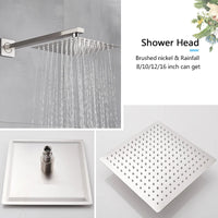 Douche Encastrable Nickel Brossé 2 ou 3 Voies, Pommeau Inox Carré