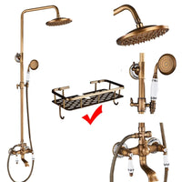 Colonne de Douche Rétro Laiton Antique ou Noir Mat, Pommeau Pluie 20 cm