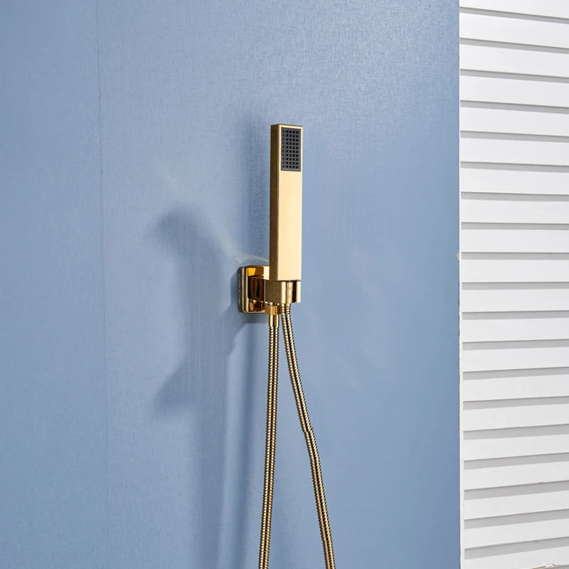 Douche Encastrable Dorée Carrée avec Pluie 20, 25 ou 30 cm