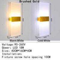 Applique Murale LED Acrylique Haut et Bas, 14 à 40 cm