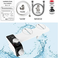 Bidet Non Électrique pour WC, Double Buse Autonettoyante, Eau Froide ou Chaude