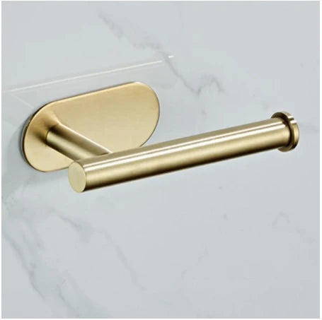 Accessoires Salle de Bain Adhésifs Doré Brossé à la Pièce, 5 Articles