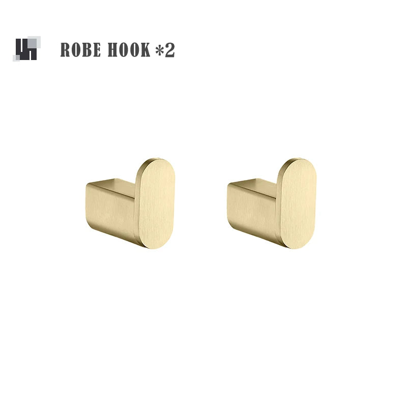 Accessoires Salle de Bain Doré Brossé en Inox 304, à la Pièce ou en Lot