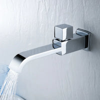 Robinet Mural Lavabo Eau Froide en Laiton, Noir ou Chromé, 3 Modèles