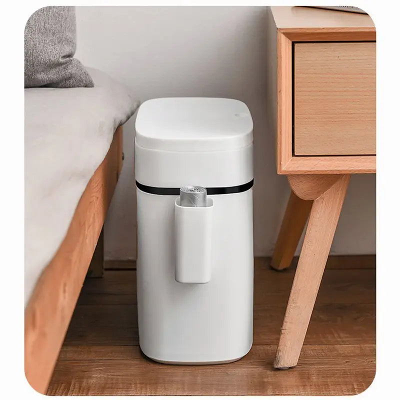 Poubelle Salle de Bain Étanche à Pression Blanche 14 Litres