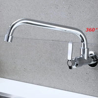 Robinet de Cuisine Mural Eau Froide Chromé, Bec Haut ou Long Orientable