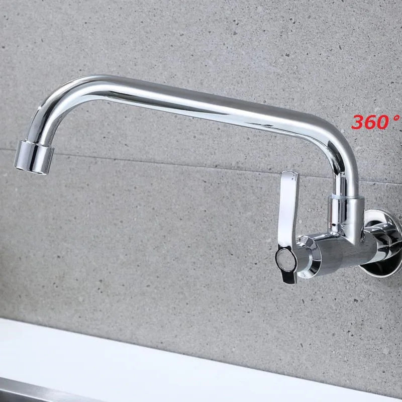 Robinet de Cuisine Mural Eau Froide Chromé, Bec Haut ou Long Orientable