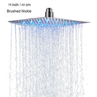 Pommeau de Douche LED Carré Inox Effet Pluie, 25 à 50 cm
