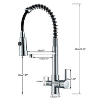 Mitigeur Cuisine 3 Voies à Ressort avec Douchette Extractible et Eau Filtrée