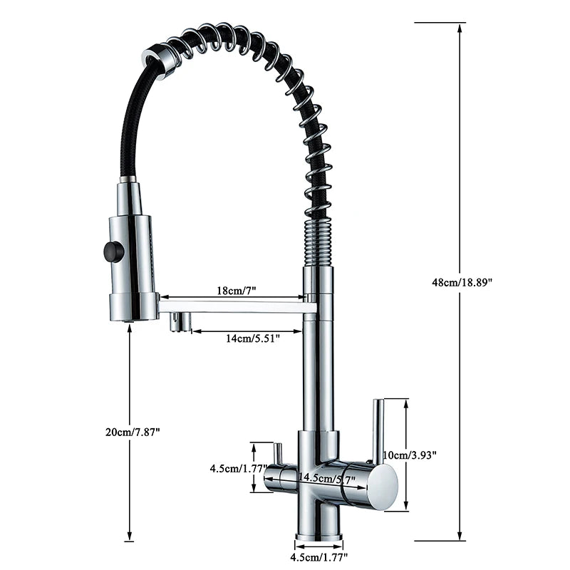 Mitigeur Cuisine Eau Filtrée Douchette Extractible Laiton, 5 Finitions