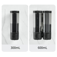 Distributeur de Savon Mural Noir 300 ml Simple ou 2 x 300 ml Double, avec Clé