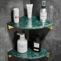 Étagère d'Angle Salle de Bain en Marbre Blanc avec Rangement