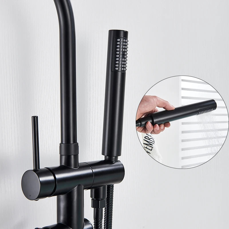 Robinet Baignoire sur Pied en Laiton avec Douchette 115 cm