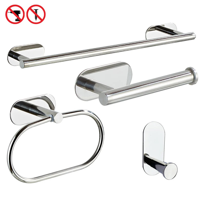Accessoires Salle de Bain Sans Perçage à la Pièce, 4 Finitions