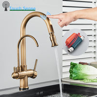 Mitigeur de Cuisine Laiton Tactile Filtrant Bec Pivotant