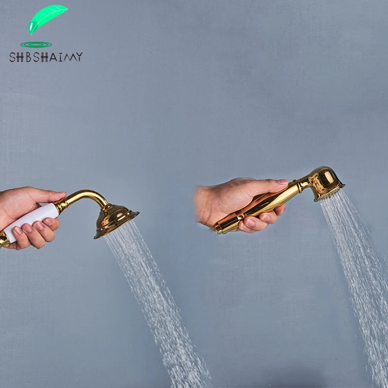 Robinet Baignoire sur Pied Col de Cygne Laiton avec Douchette, 4 Finitions