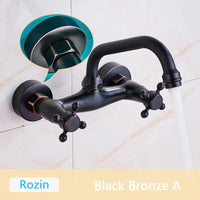 Robinet Mural Lavabo Double Poignée Noir