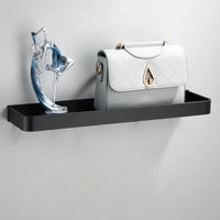 Étagère de Salle de Bain d'Angle Noire avec Barre à Crochets