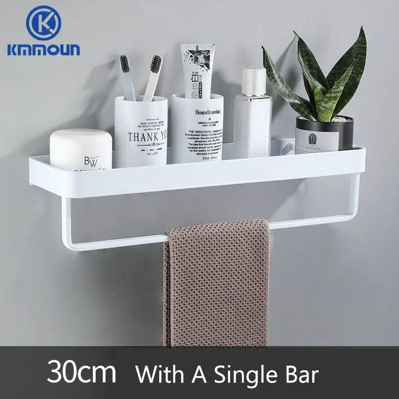 Étagère de Douche Murale avec Crochets et Barre