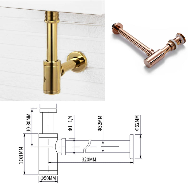 Siphon Lavabo Bouteille Clic-Clac 6 Finitions Housse Incluse
