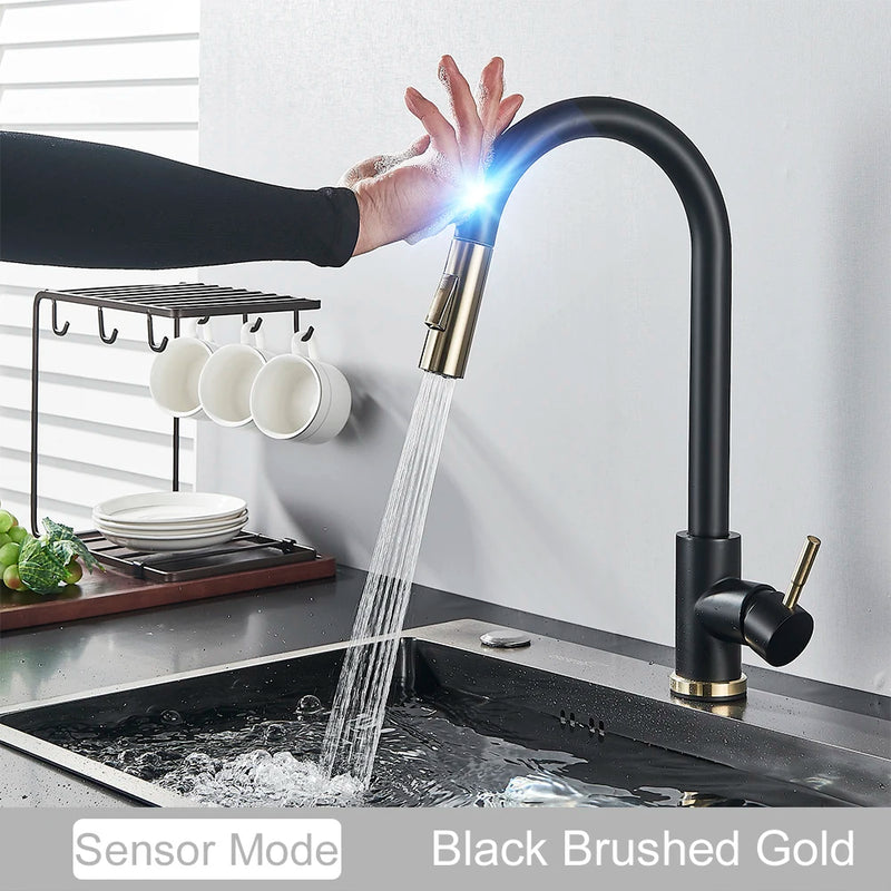 Mitigeur de Cuisine Tactile à Capteur Noir Extractible
