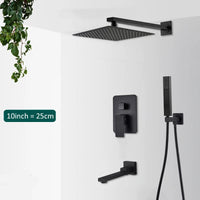 Douche Encastrable Noire Cascade de Pluie avec Bec