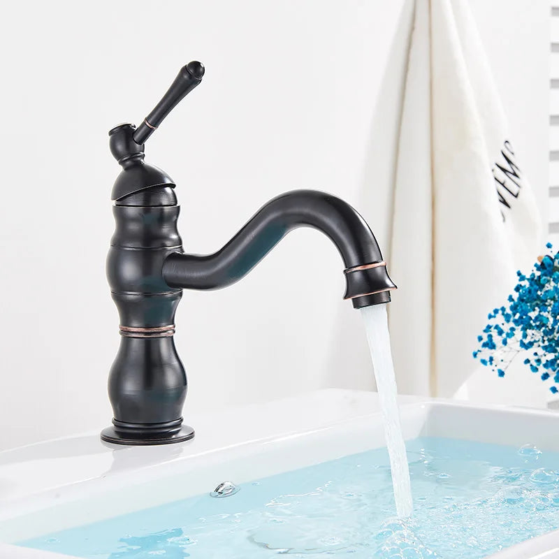 Mitigeur Lavabo Rétro Colonne Laiton Antique