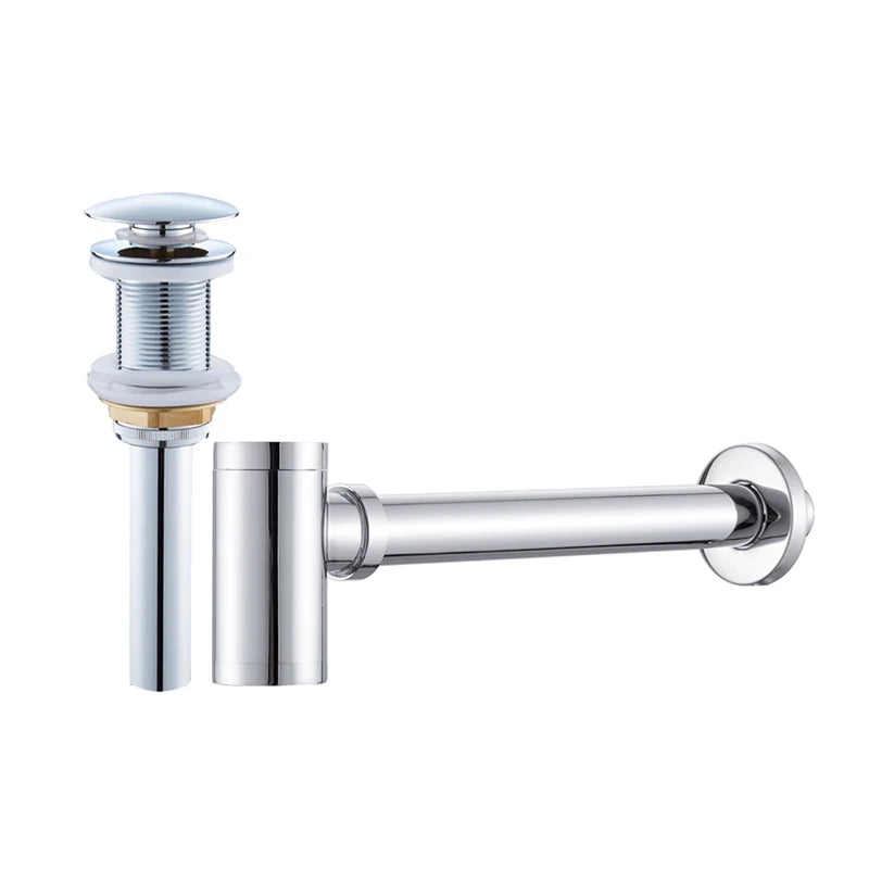 Siphon Lavabo Bouteille Clic-Clac Bronze Brossé ou Chrome