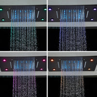 Pommeau de Douche LED Encastré Plafond Pluie et Cascade Télécommande