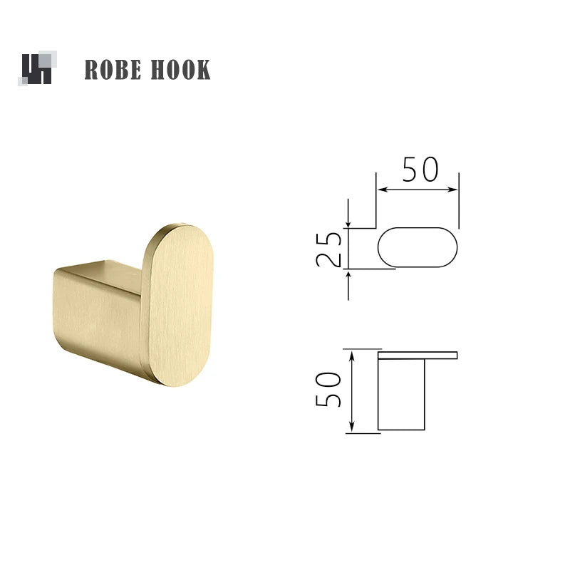 Accessoires Salle de Bain Doré Brossé en Inox 304, à la Pièce ou en Lot
