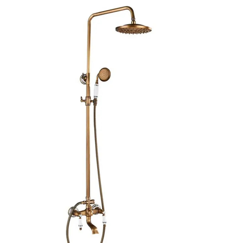 Colonne de Douche Rétro Laiton Antique avec Pommeau Pluie et Douchette
