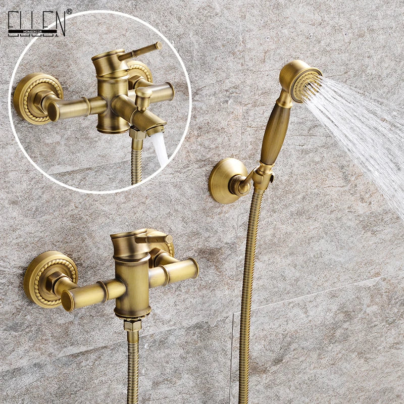 Robinet de Baignoire Bain-Douche Bronze Antique avec Douchette