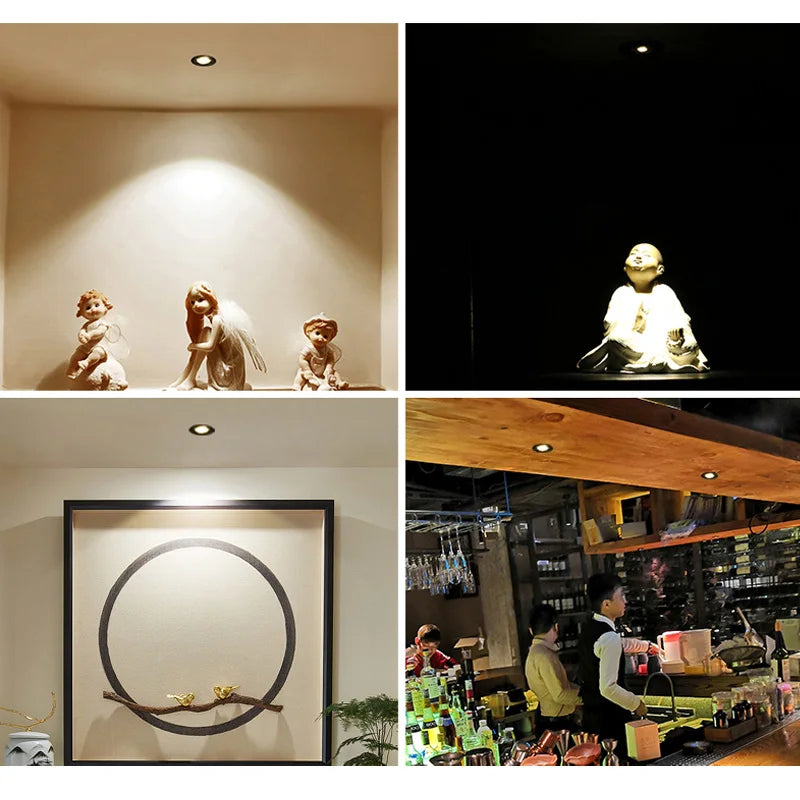 Mini Spot LED Encastrable Cuisine 1 ou 3 W, Ø 28 mm, Meuble et Vitrine