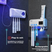 Porte-Brosse à Dents Mural Solaire UV avec Distributeur de Dentifrice, 4 Places