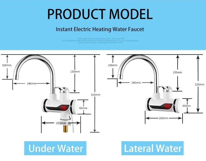 Robinet Chauffe-Eau Instantané Électrique avec Douchette et Affichage Digital