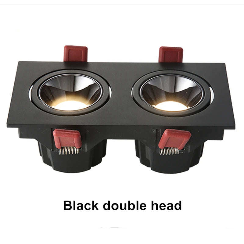 Spot LED Encastrable Carré Cuisine Anti-Éblouissement, Simple ou Double Tête