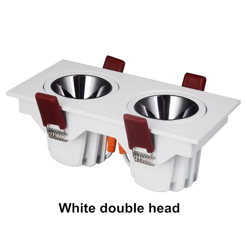 Spot LED Encastrable Carré Cuisine Anti-Éblouissement, Simple ou Double Tête