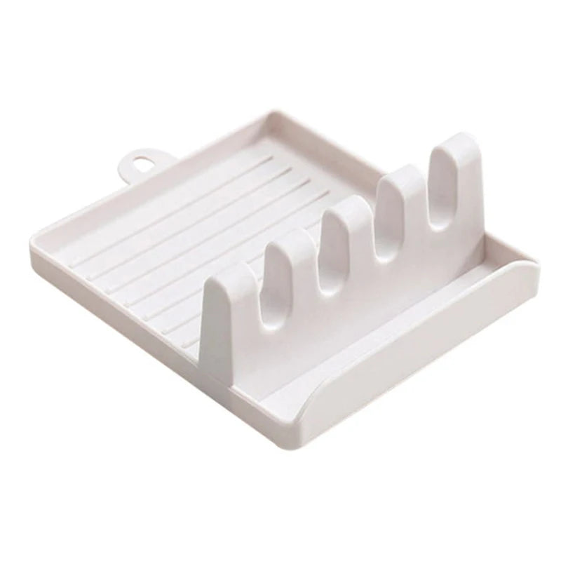 Repose-Cuillère Suspendable à 4 Encoches et Plateau Rainuré, 12,7 x 14,3 cm
